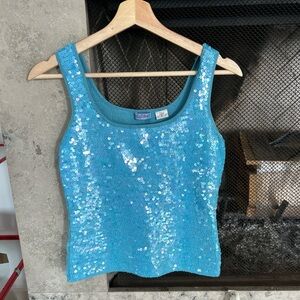 Acrobat Sparkling Aqua Sequin Tank Top
